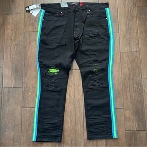 Makobi Cameo Black Distressed Jeans Style M1769 size 44x32 New with Tags